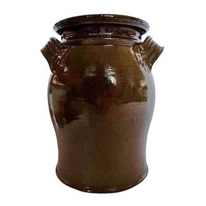 Vintage Beautiful Handmade Pottery Lidded Urn Speckled
Stoneware Signed Jar Vase